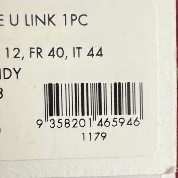 ZIMMERMAN Textured U-Link One Piece | Burgundy, Lined, Full Coverage AS IS - Picture 7 of 7